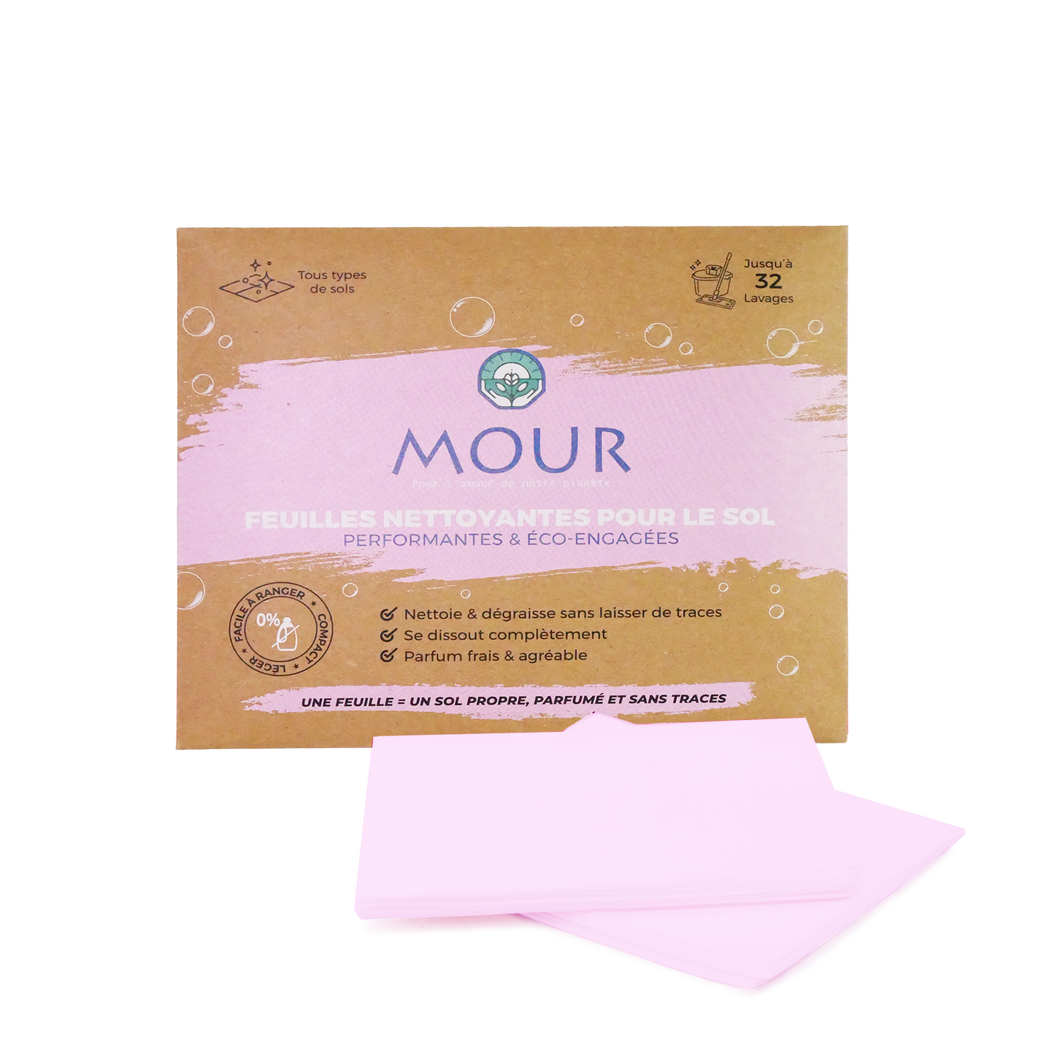 Feuilles Nettoyantes pour le Sol - MOURGREEN 32 Lavages